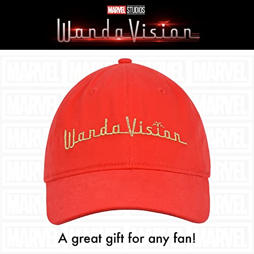 Concept One Marvel WandaVision Dad Hat, Embroidered Logo Adult Baseball Cap with Curved Brim, Red, One Size