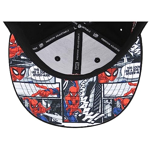 Marvel Spiderman Logo Elements Comic UV Adjustable Snapback Flat Bill Cap blk