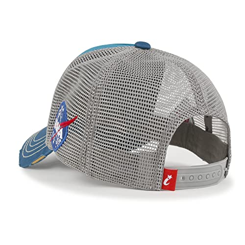 ililily Premium NASA Mission Patch Embroidery Structured Baseball Cap (as1, Alpha, m, Blue Rectangle)