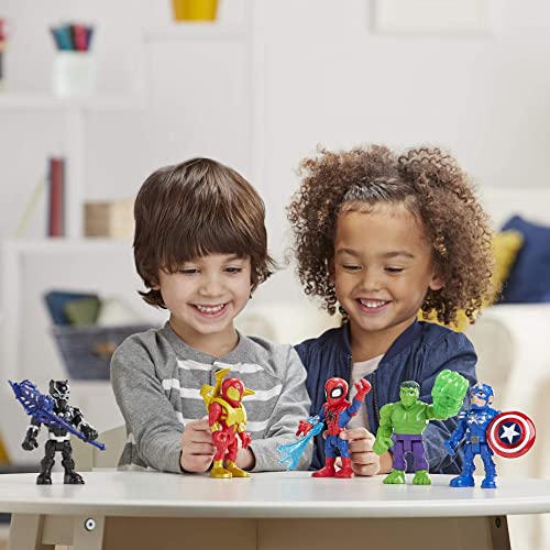 Marvel Super Hero Adventures 5-Inch Action Figure 5-Pack, Includes Captain America, Spider-Man, 5 Accessories, Easter Toys for Kids (Amazon Exclusive)