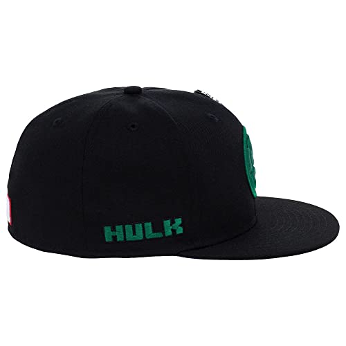 Marvel Hulk Fashion Fitted w/Pin Flat Bill Cap (Black/Purple, 7 1/4)