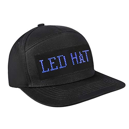 alavisxf xx LED Cap, Detachable LED Display Screen Smart Hat Adjustable Cool LED Baseball Cap for Party Christmas Halloween(Blue Light)