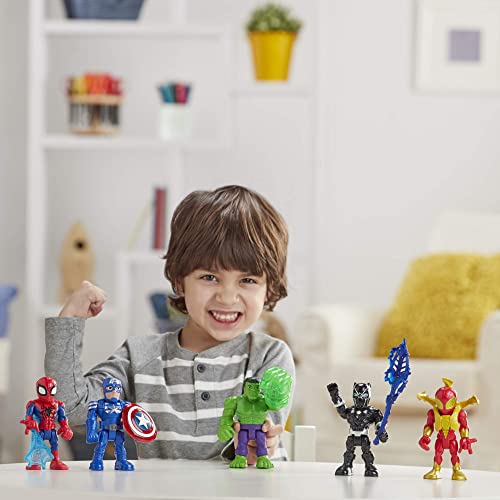 Marvel Super Hero Adventures 5-Inch Action Figure 5-Pack, Includes Captain America, Spider-Man, 5 Accessories, Easter Toys for Kids (Amazon Exclusive)