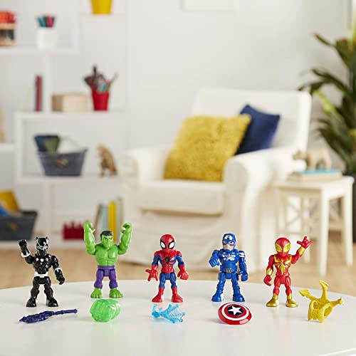 Marvel Super Hero Adventures 5-Inch Action Figure 5-Pack, Includes Captain America, Spider-Man, 5 Accessories, Easter Toys for Kids (Amazon Exclusive)