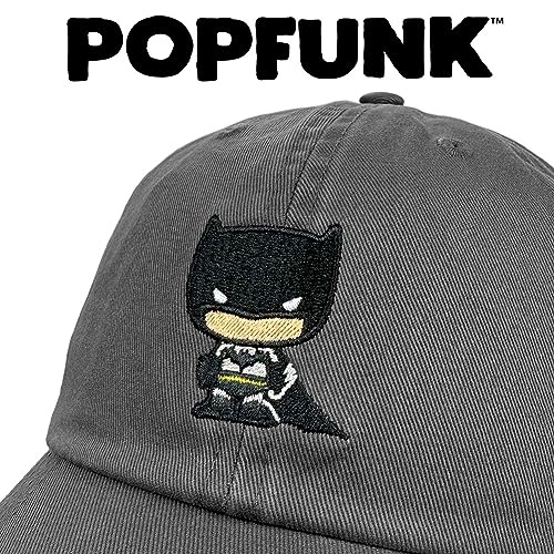 Popfunk Official Batman Cute Chibi Character Dad Hat - The U18 Adjustable Relaxed-Fit Cap - Unisex for Men and Women, Charcoal