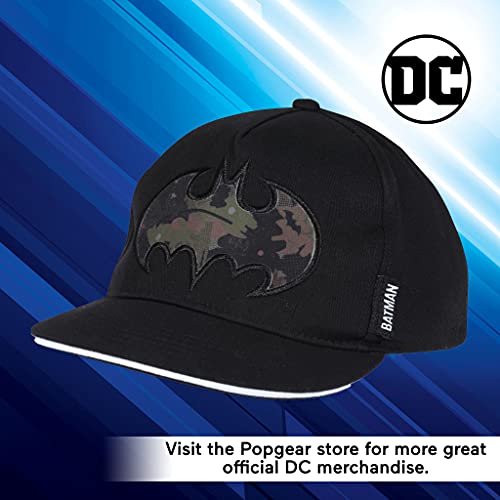 DC Comics Batman Camo Bat Baseball Cap, Kids, One Size, Black, Official Merchandise