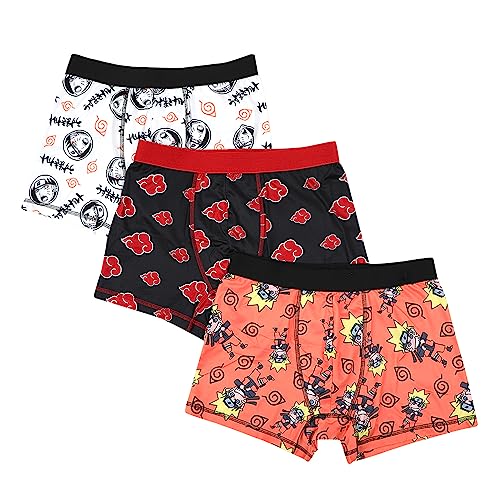 Naruto Anime Cartoon Mens 3-Pack Boxer Briefs Set-XL Black