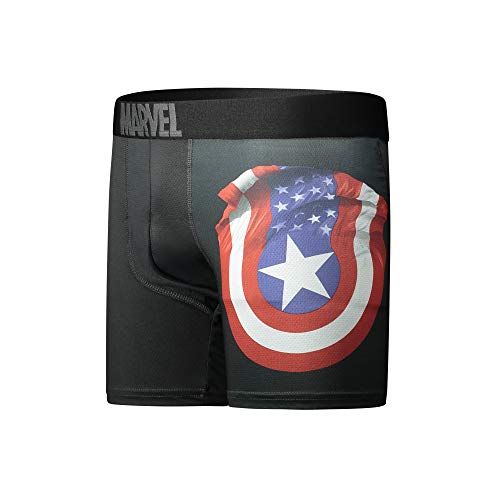 Captain America Performance Mesh Underwear Boxer Briefs 3-Pair Pack Small (28-30) Black