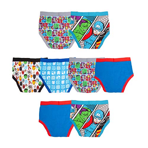 Marvel Boys' Avengers 100% Cotton Briefs with Assorted Hero Prints Including Iron Man, Hulk, Thor & More in Size 4, 6 & 8, 8-Pack