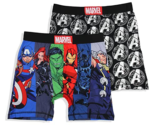 Marvel Mens' 2 Pack The Avengers Comic Boxers Underwear Boxer Briefs (Medium) Black