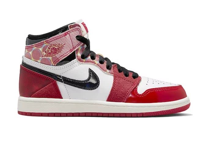 Nike Jordan 1 High OGxMarvel Spider-Man Across The Spider-Verse PS, University Red/Black/White, 3 Big Kid