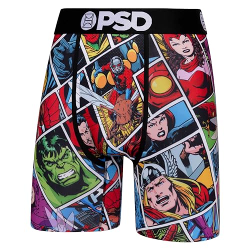 PSD Men's Marvel Comics Boxer Briefs, Multi, L