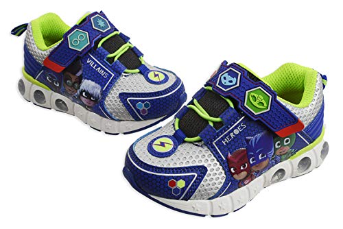 PJ Masks Toddler Shoes,Light Up Tennis Sneaker,Rubber Hard Bottom,Toddler/Kids Sizes 5 to 10 (Blue Silver, Numeric_6)