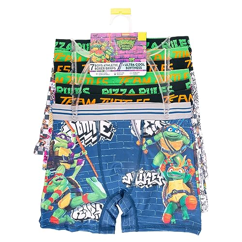 Teenage Mutant Ninja Turtles Boys' Mutant Mayhem 7PK Athletic Boxer Briefs with Leonardo, Donatello, Raphael & Michelangelo, 7-Pack, 6