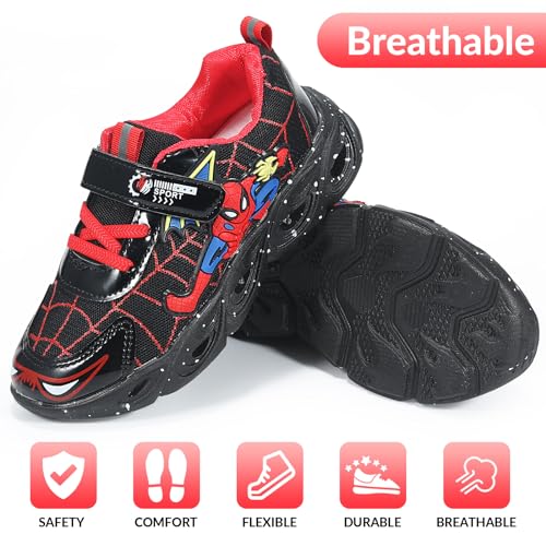 Stylish Sneakers for Kids Superhero-Inspired Designs and Comfortable Fit and Durable Material for Active Play(Black,5.5)