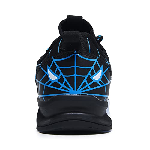 Boys Girls Shoes Kids Running Tennis Sneakers Non Slip Breathable Strap Athletic Sports Shoes Spider Web Blue 1 Little Kid