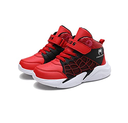 Spyokids Spider Basketball Shoes for Kids Boys High-top Outdoor Sneakers Red, 10 Toddler