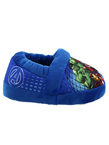Marvel Avengers Superhero Boys Toddler Plush Aline Slippers (9-10 M US Toddler, Blue)