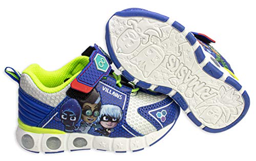 PJ Masks Toddler Shoes,Light Up Tennis Sneaker,Rubber Hard Bottom,Toddler/Kids Sizes 5 to 10 (Blue Silver, Numeric_6)