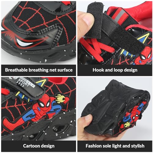 Stylish Sneakers for Kids Superhero-Inspired Designs and Comfortable Fit and Durable Material for Active Play(Black,5.5)