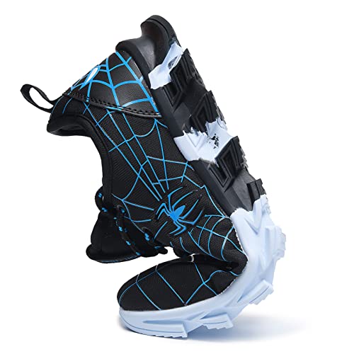 Boys Girls Shoes Kids Running Tennis Sneakers Non Slip Breathable Strap Athletic Sports Shoes Spider Web Blue 1 Little Kid
