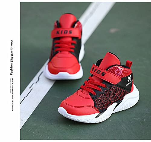 Spyokids Spider Basketball Shoes for Kids Boys High-top Outdoor Sneakers Red, 10 Toddler