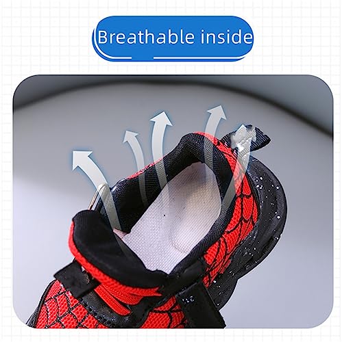 Kids Light Up Sneakers Toddler Boys Girls Spider Breathable Led Flashing Comfortable Running Walking Shoes Red, 7.5 Toddler