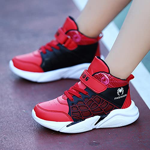 Spyokids Spider Basketball Shoes for Kids Boys High-top Outdoor Sneakers Red, 10 Toddler