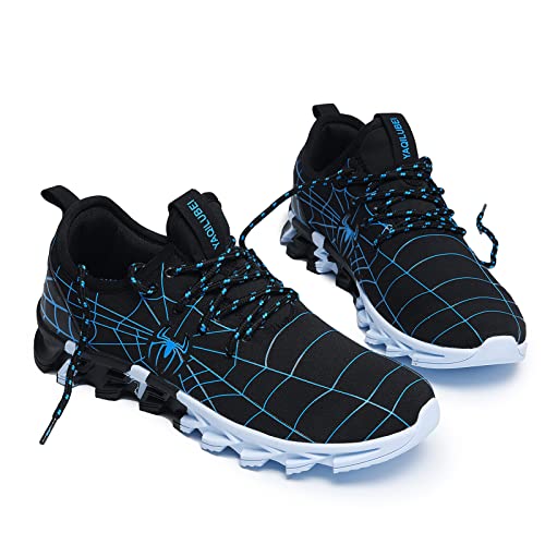 Boys Girls Shoes Kids Running Tennis Sneakers Non Slip Breathable Strap Athletic Sports Shoes Spider Web Blue 1 Little Kid