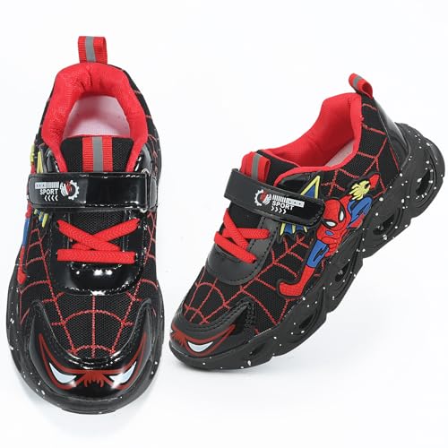 Stylish Sneakers for Kids Superhero-Inspired Designs and Comfortable Fit and Durable Material for Active Play(Black,5.5)