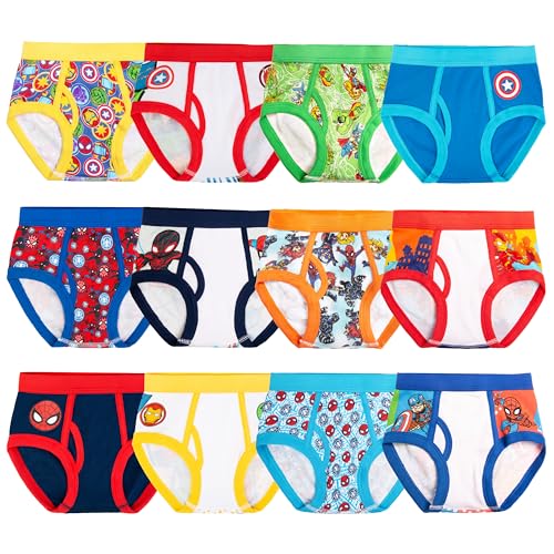 Marvel Boys' Toddler Exclusive 12-PK UNBOXING Spiderman Friends Perfect for Gifting & Potty Training, 12-Pack Superhero Adventures Brief