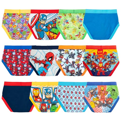 Marvel Boys' Toddler Exclusive 12-PK UNBOXING Spiderman Friends Perfect for Gifting & Potty Training, 12-Pack Superhero Adventures Brief