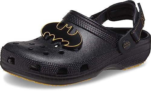 Crocs Unisex Classic Adjustable Batman Clogs | Slip Resistant Work Shoes, Black, Numeric_8 US Men