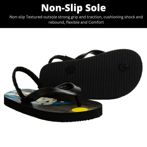 Josmo Boys Batman Flip Flops Sandals-Kids Water Shoes-Character Superhero Comics Outdoor Thong Back Strap Beach Slip On Pool Slides Swim Slippers Quick-Dry, Black, 7-8 Toddler