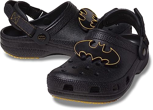 Crocs Unisex Classic Adjustable Batman Clogs | Slip Resistant Work Shoes, Black, Numeric_8 US Men