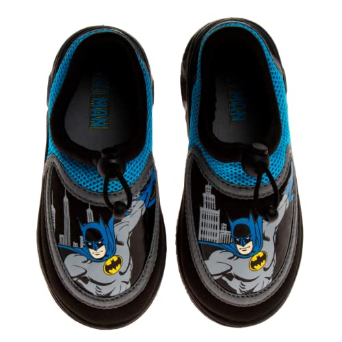 Josmo Boys Batman Water Shoes-Aqua Socks for Kids-Sandals Waterproof Sport Summer Slip-on Character Superhero Comics Outdoor Beach Pool Slides Swim Slippers, Black Grey, 9-10 Toddler