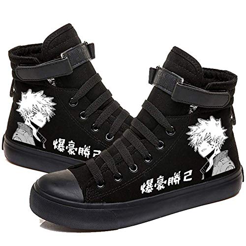 YUNLEI My Hero Academia Boku No Hero Academia Katsuki Bakugo Cosplay Shoes Unisex Adults Sneakers, Black1, 8 Women/6 Men