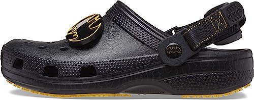 Crocs Unisex Classic Adjustable Batman Clogs | Slip Resistant Work Shoes, Black, Numeric_8 US Men
