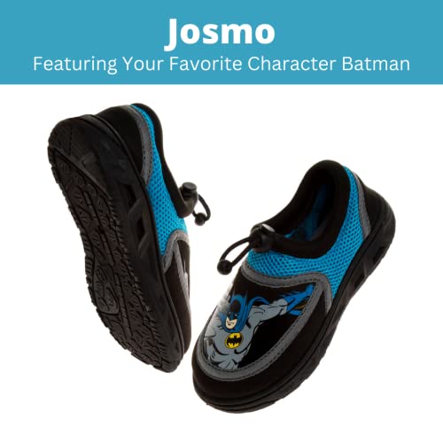 Josmo Boys Batman Water Shoes-Aqua Socks for Kids-Sandals Waterproof Sport Summer Slip-on Character Superhero Comics Outdoor Beach Pool Slides Swim Slippers, Black Grey, 9-10 Toddler