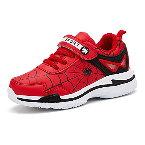 Spyokids Kids Lightweight Sneakers with Spider Upper for Boys Girls Waterproof Running Walking Shoes Red, 11 Little Kid