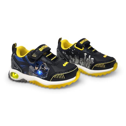 DC Comics Batman Boy's Lighted Athletic Sneaker W/Adjustable Strap, Black (Little Kid), Size 12