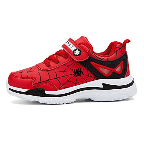 Spyokids Kids Lightweight Sneakers with Spider Upper for Boys Girls Waterproof Running Walking Shoes Red, 11 Little Kid