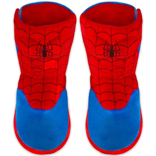 Dream Bridge Boys Girls Booties Kids Slippers Boots Spider Home Shoes Warm Plush Ankle Booties, Blue, 2-3 US Big Kid, XL