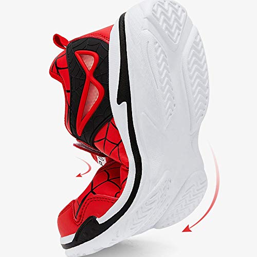 Spyokids Kids Lightweight Sneakers with Spider Upper for Boys Girls Waterproof Running Walking Shoes Red, 11 Little Kid