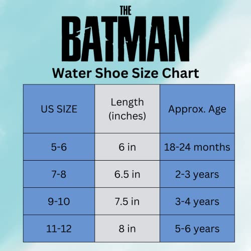 Josmo Boys Batman Water Shoes-Aqua Socks for Kids-Sandals Waterproof Sport Summer Slip-on Character Superhero Comics Outdoor Beach Pool Slides Swim Slippers, Black Grey, 9-10 Toddler