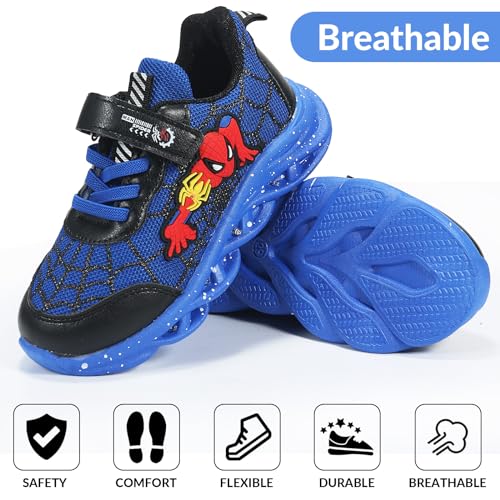 Kosriar Cartoon LED Illuminated Sneakers for Outdoor Sports and Running with Breathable Design and Party Fun(Blue,9)