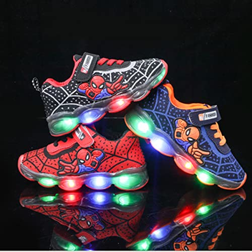 RAYCHY Toddler Boys Girls Light Up Shoes LED Lightweight Mesh Breathable Walking Sneakers Red