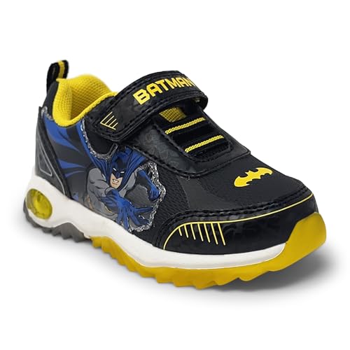 DC Comics Batman Boy's Lighted Athletic Sneaker W/Adjustable Strap, Black (Toddler), Size 9