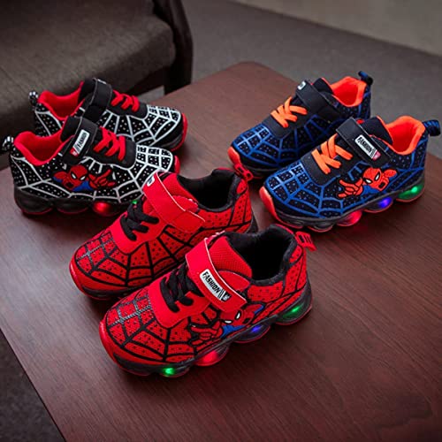 RAYCHY Toddler Boys Girls Light Up Shoes LED Lightweight Mesh Breathable Walking Sneakers Red