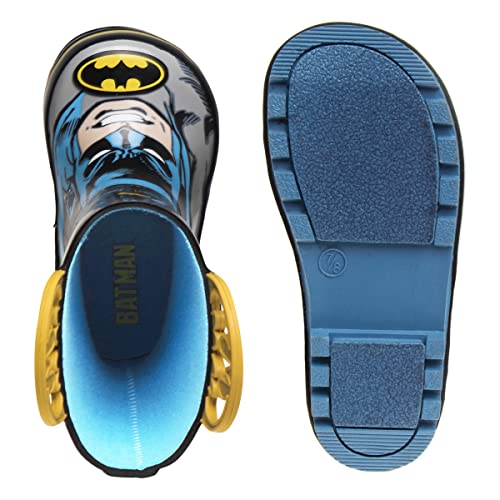 Josmo Boys Batman Waterproof Easy Pull Handle Rainboots - The Batman rain boot - Black/Blue (size 13-1 Big Kid)